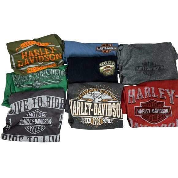 Lot of 8 Harley Davidson Men's Tee T-shirt’s Size L XL Biker Y2K Motorcycle - Picture 1 of 11